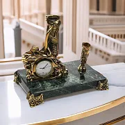 Бронзовые часы «Шахтёрские» с одним пеналом — красивый подарок — фотография 1