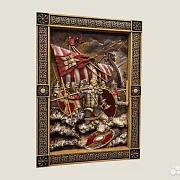 Резная картина «Святослав — воины Севера» из бука — оригинальный подарок — фотография 2