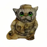 Ручная работа: Скульптура «Кот с мешком» из камня — фотография 3