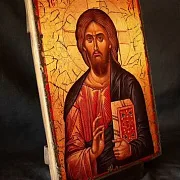 Икона "Христос Вседержитель" + подставка — оригинальный подарок — фотография 5