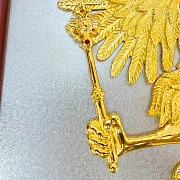 Плакетка «Герб России» из латуни и дерева — оригинальный подарок — фотография 6