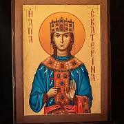 Деревянная Икона "Святая Екатерина" — оригинальный подарок — фотография 3