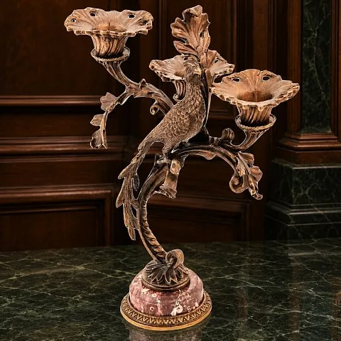 Канделябр с птицей из бронзы — оригинальный подарок