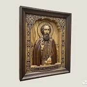 Святой Сергий Радонежский икона из ясеня в подарок — фотография 2