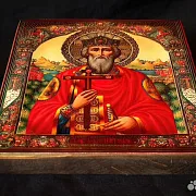 Икона деревянная "Святой князь Владимир" — оригинальный подарок — фотография 4