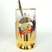 Подстаканник со стаканом «Герб России» из Златоуста — красивый подарок — фотография 6