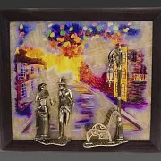 Картина «Вечерняя прогулка. Улица» на ониксе с подсветкой — оригинальный подарок — фотография 4