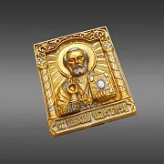 На память: Бронзовая икона "Николай Чудотворец" в золоте — фотография 4