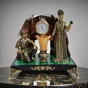 Часы «Каменный цветок» с малахитом и яшмой — необычный подарок — фотография 1