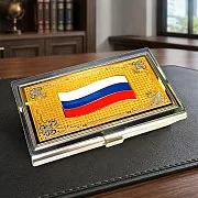 На память: Визитница «Флаг» с эмалью. Златоуст — фотография 1