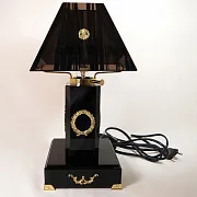 Настольная лампа из обсидиана с бронзовыми деталями в подарок — фотография 2