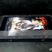 Нарды под стеклом «Лошади» — оригинальный подарок — фотография 3