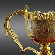 На память: Ваза «Сказочная птица» с филигранными ручками — фотография 2