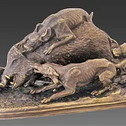 Бронзовая композиция «Кабан и собаки» в подарок — фотография 4