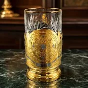 Латунный подстаканник «Узор» №3 со стаканом — необычный подарок — фотография 1